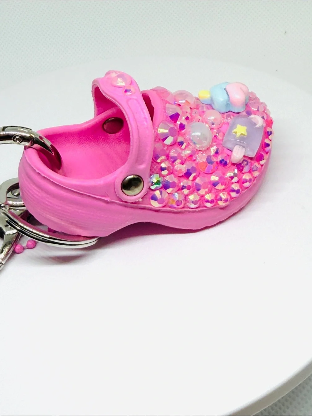 Pink Jeweled Clog Keychain